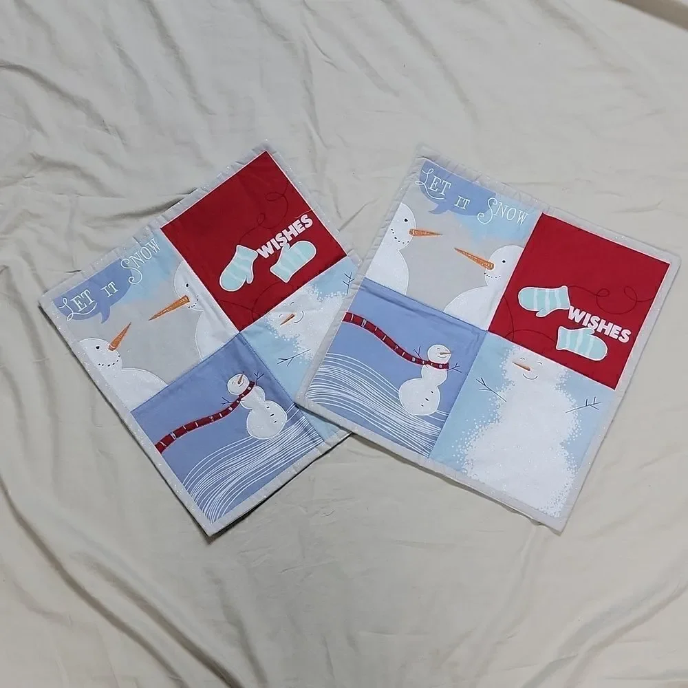 SET OF 2 ST. NICHOLAS SQUARE WINTER SNOWMAN PLACEMATS, NEW!
